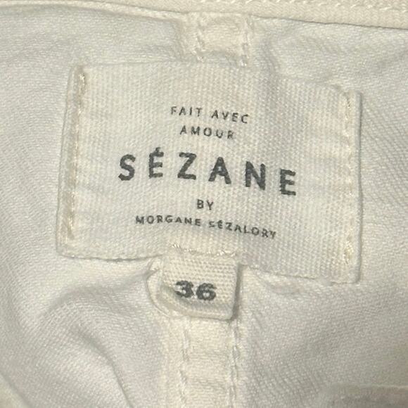 Sezane Ecru Giulia Denim Shift Dress French Country Coastal Rustic Boho Preppy - Picture 8 of 11